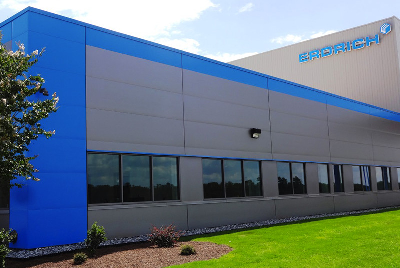 Green Span Profiles Horizontal Insulated Panels Blue and Grey Metal Building