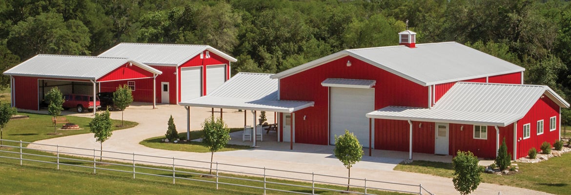red metal barns