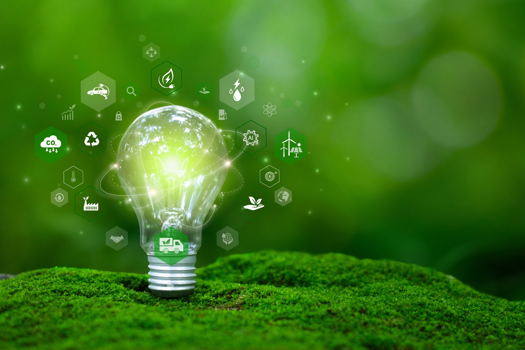 Green business sustainable innovation and technology concept
